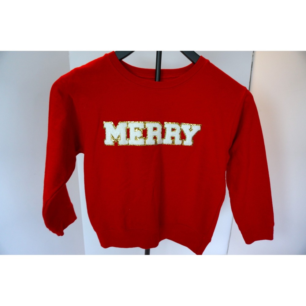 Sweet Wink Kids Merry Chenille Patch Sweatshirt Holiday Christmas 7/8, LB1.K5104